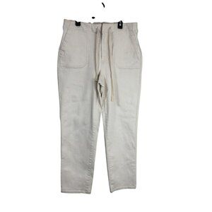 J.Crew Pants Denim Drawstring Waist Cream color with white lines Size M Womens